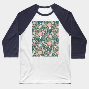 Folksy Floral Pattern Baseball T-Shirt